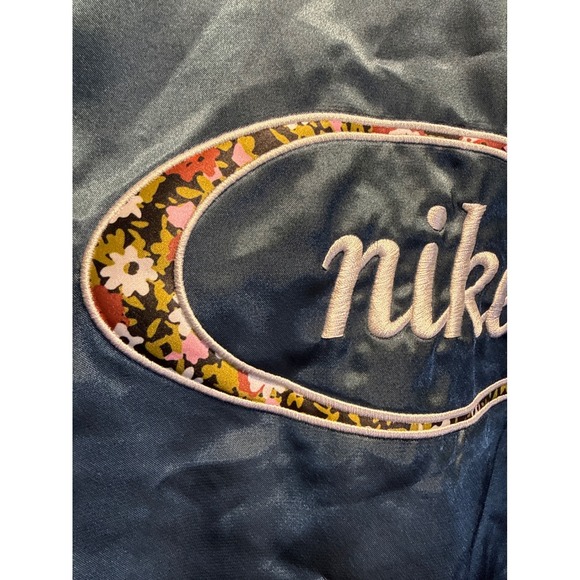 Nike Shiny Greenish Blue Snap Button Jacket Athletic Athleisure Size M - Picture 7 of 7